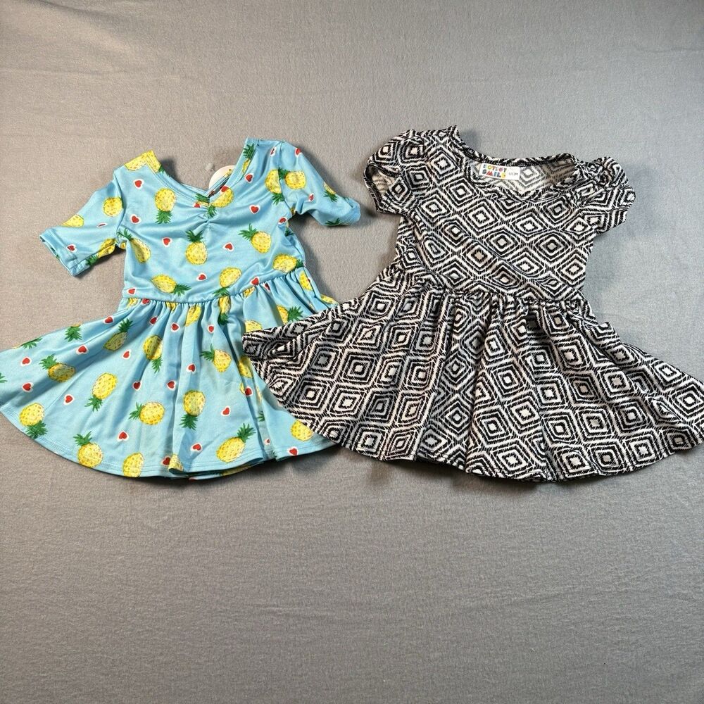 Dot Dot Smile Girls Dress Bundle NWT 6-12M Pineapple Black White Lot 2